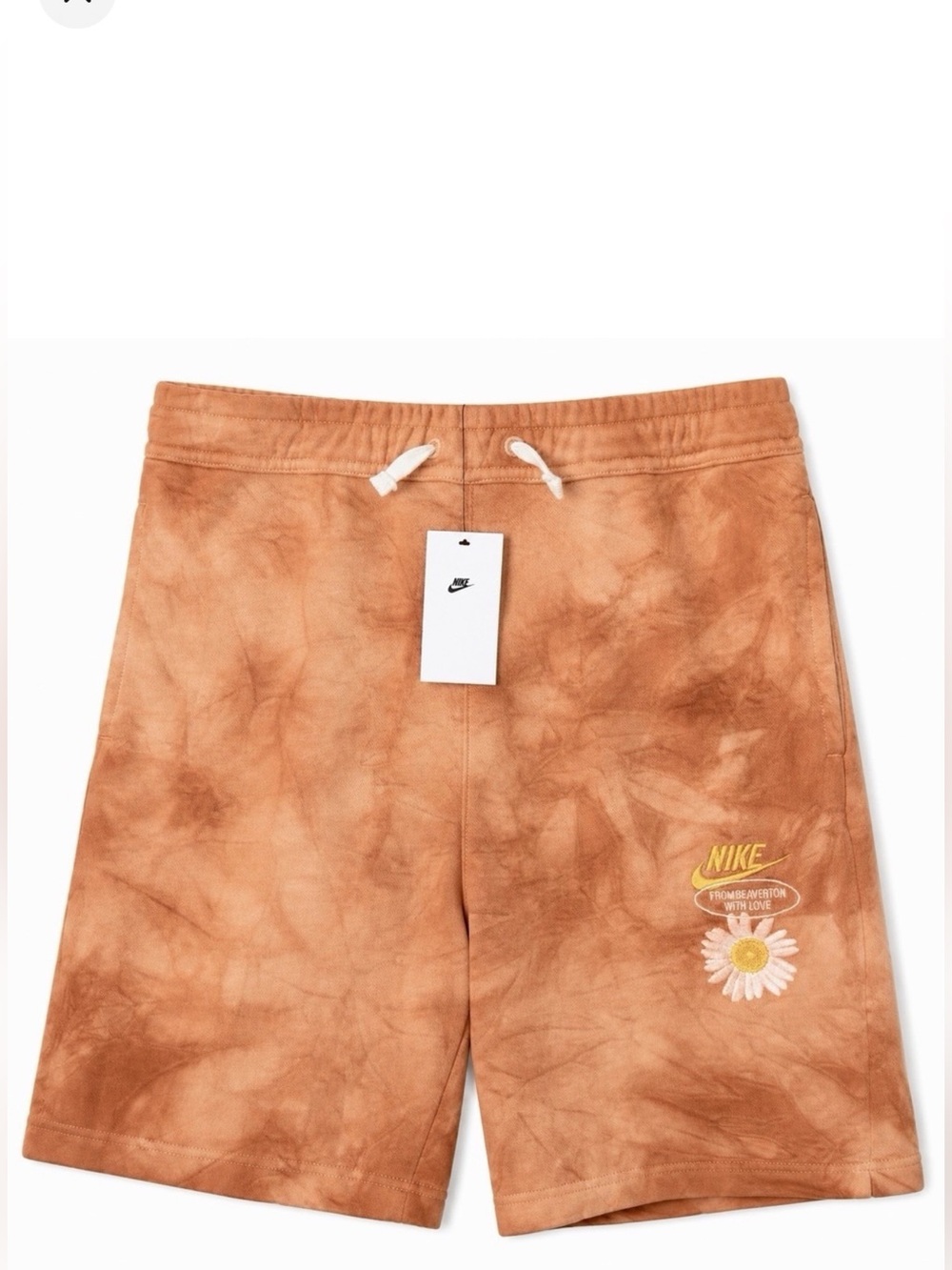 Nike Kids Sportswear French Terry  Brown Tie-Dye Shorts with Daisy Graphic
